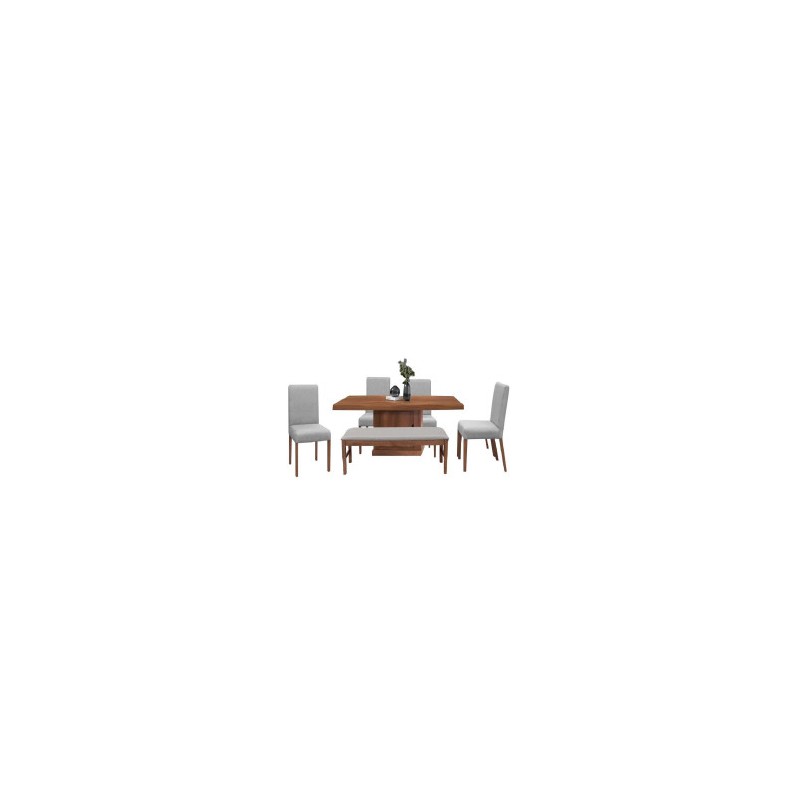 ANTECOMEDOR D´KARLA ESTAMBUL, MESA + BANCA +4 SILLAS TAPIZ GRIS