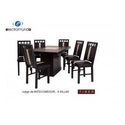 ANTECOMEDOR GIM TIBER 6 SILLAS, CHOCO